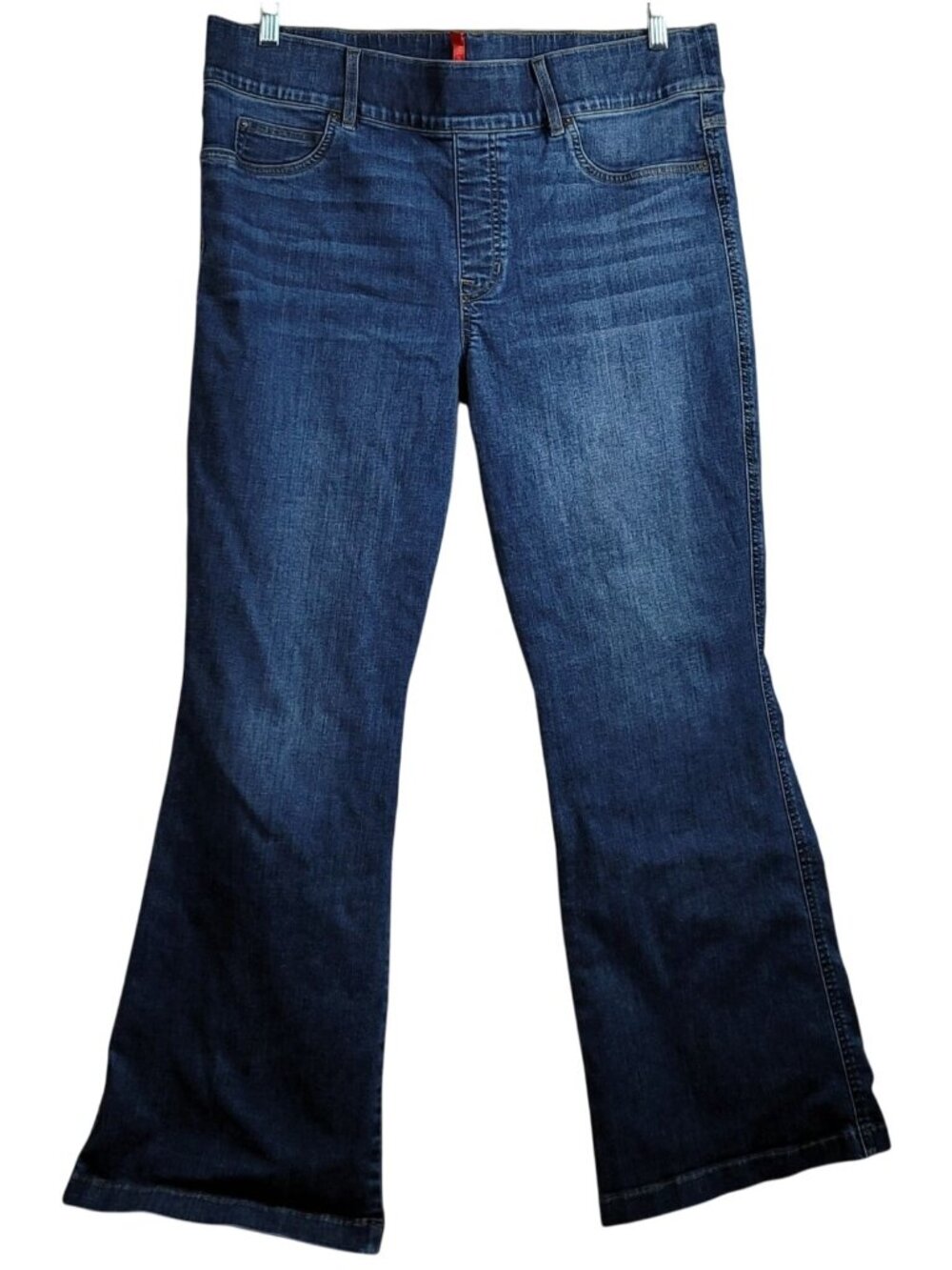 Spanx EveryWear Pull-On Flare Jeans Blue 2X Petite Pockets Shaping Hi Rise 20327